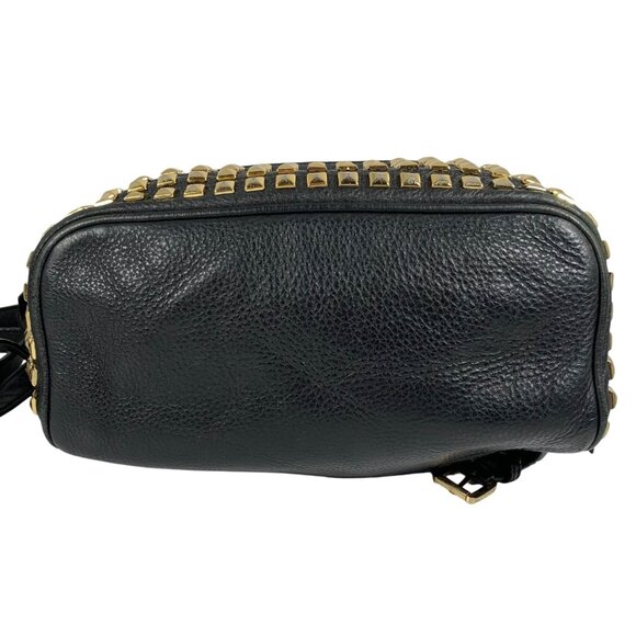 MICHAEL KORS Rhea Gold Tone Studded Black Leather Med Backpack ONE MISSING - Picture 11 of 16